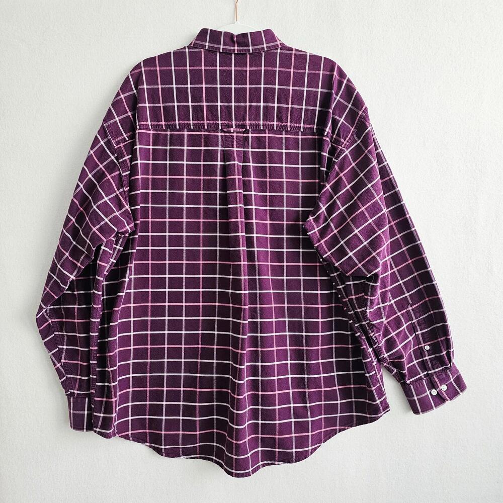 Men's Duck Head Classic Oxford Purple Plaid Long Sleeve Button Down Shirt XXL - Picture 7 of 7